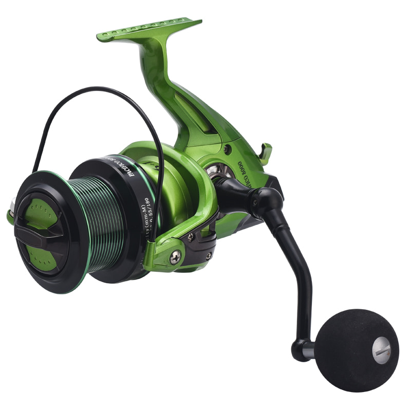 Moulinets de poisson de mer profonde en métal vert roue distante longue roue de radeau moulinets de coulée d'appât moulinet de pêche en rotation
