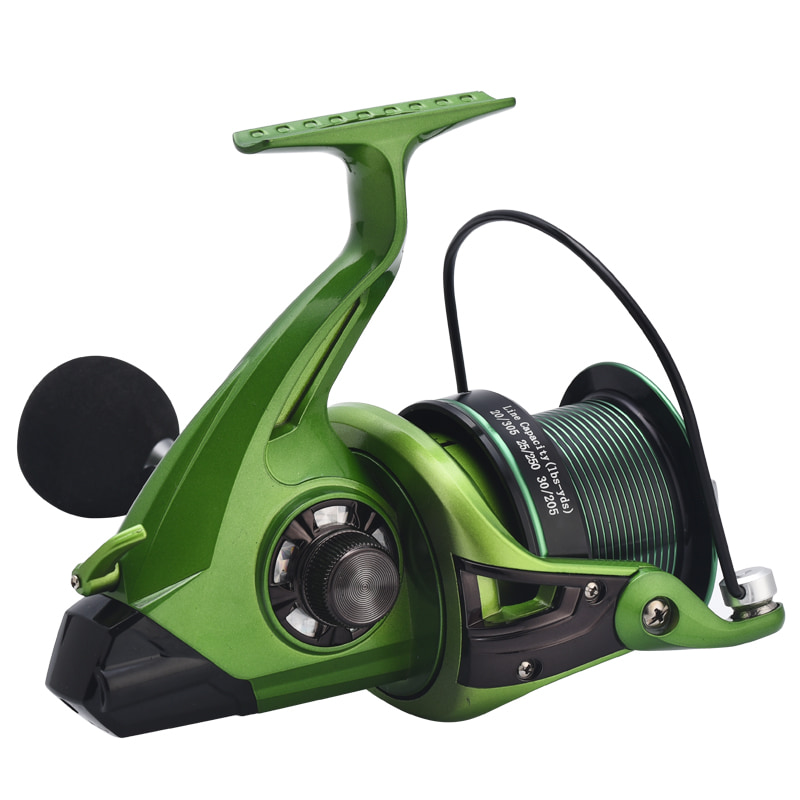 Moulinets de poisson de mer profonde en métal vert roue distante longue roue de radeau moulinets de coulée d'appât moulinet de pêche en rotation